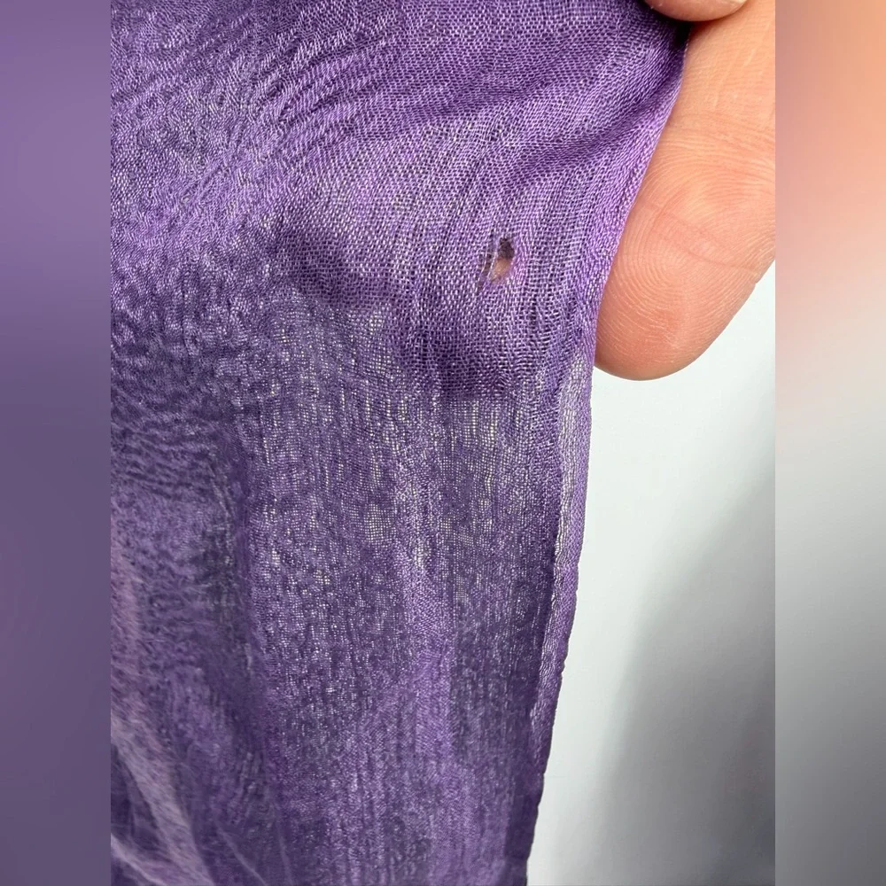 HANDCRAFTED BY 7 SISTERS SILK & FELTED WOOL‎ purple FLOWERS SCARF/SHAWL 15x72”